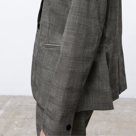 Zara Gray Plaid Tailored Blazer sz 6 - Picture 4 of 13